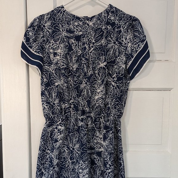 H&M Satin Blue Floral Pattern Midi Dress - Picture 2 of 4